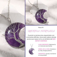 Cargar imagen en el visor de la galería, PARA MI QUERIDA HERMANA, CRISTAL DE CUARZO DE AMATISTA, LUNA CRECIENTE Y ÁRBOL DE LA VIDA
